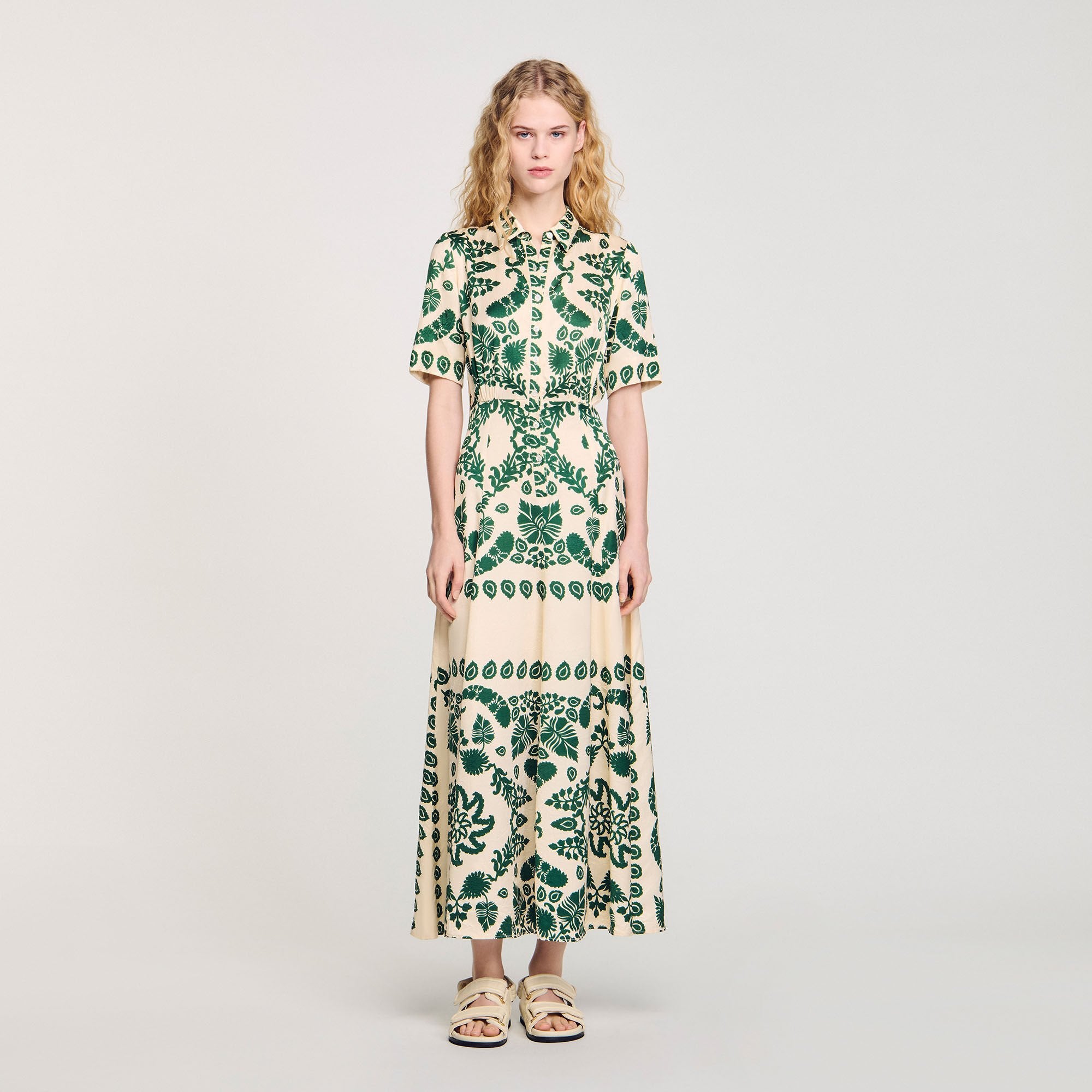 Floral print maxi dress Ecru / Green Sandro Women