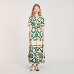 Floral print maxi dress Ecru / Green Sandro Women