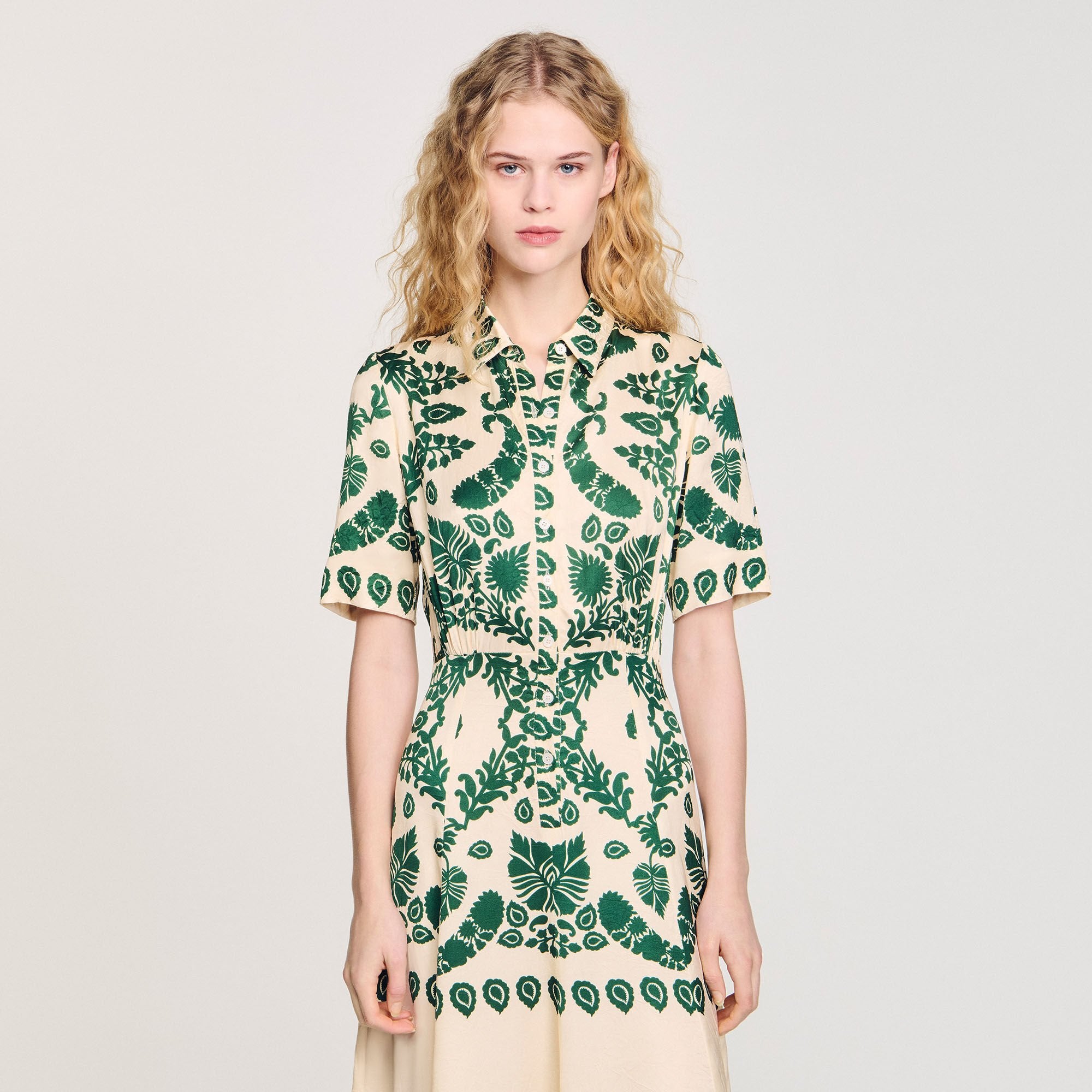 Floral print maxi dress Ecru / Green Sandro Women