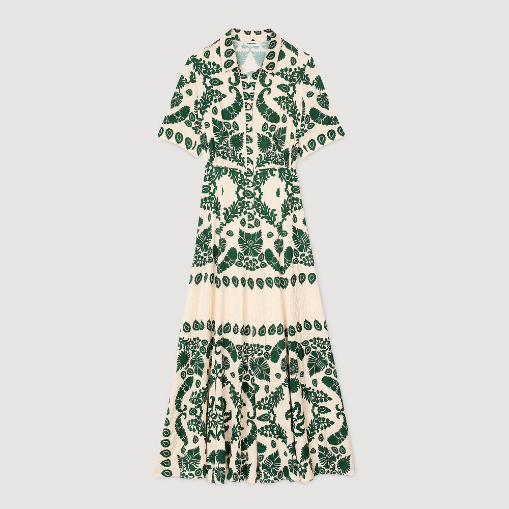 Floral print maxi dress Ecru / Green Sandro Women