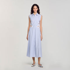 Striped embroidered maxi dress Sky Blue Sandro Women