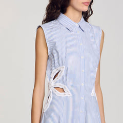 Striped embroidered maxi dress Sky Blue Sandro Women