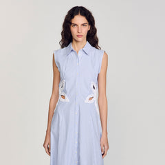 Striped embroidered maxi dress Sky Blue Sandro Women