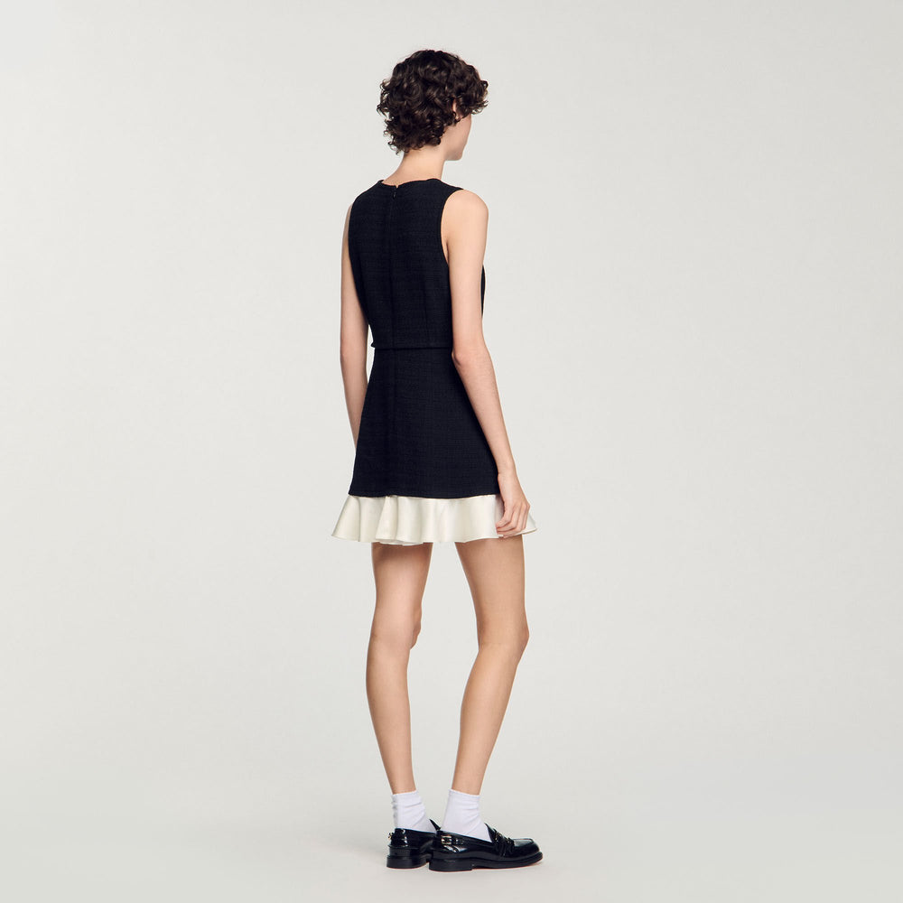 Two-tone tweed mini dress Black Sandro Women