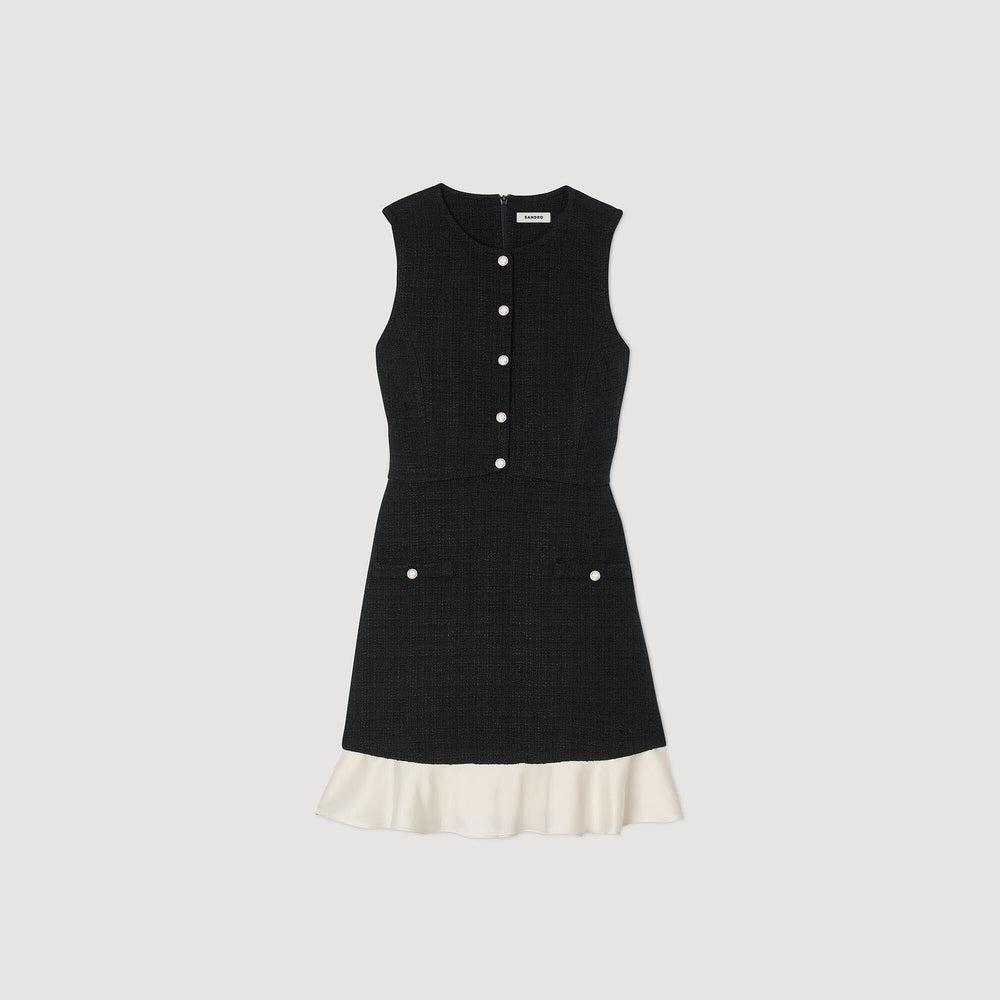 Two-tone tweed mini dress Black Sandro Women