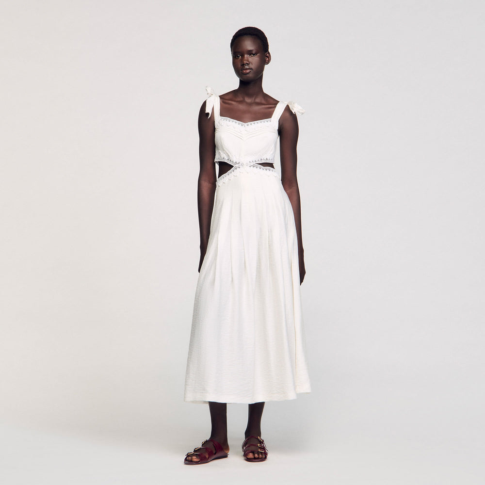 Lace trim maxi dress White Sandro Women