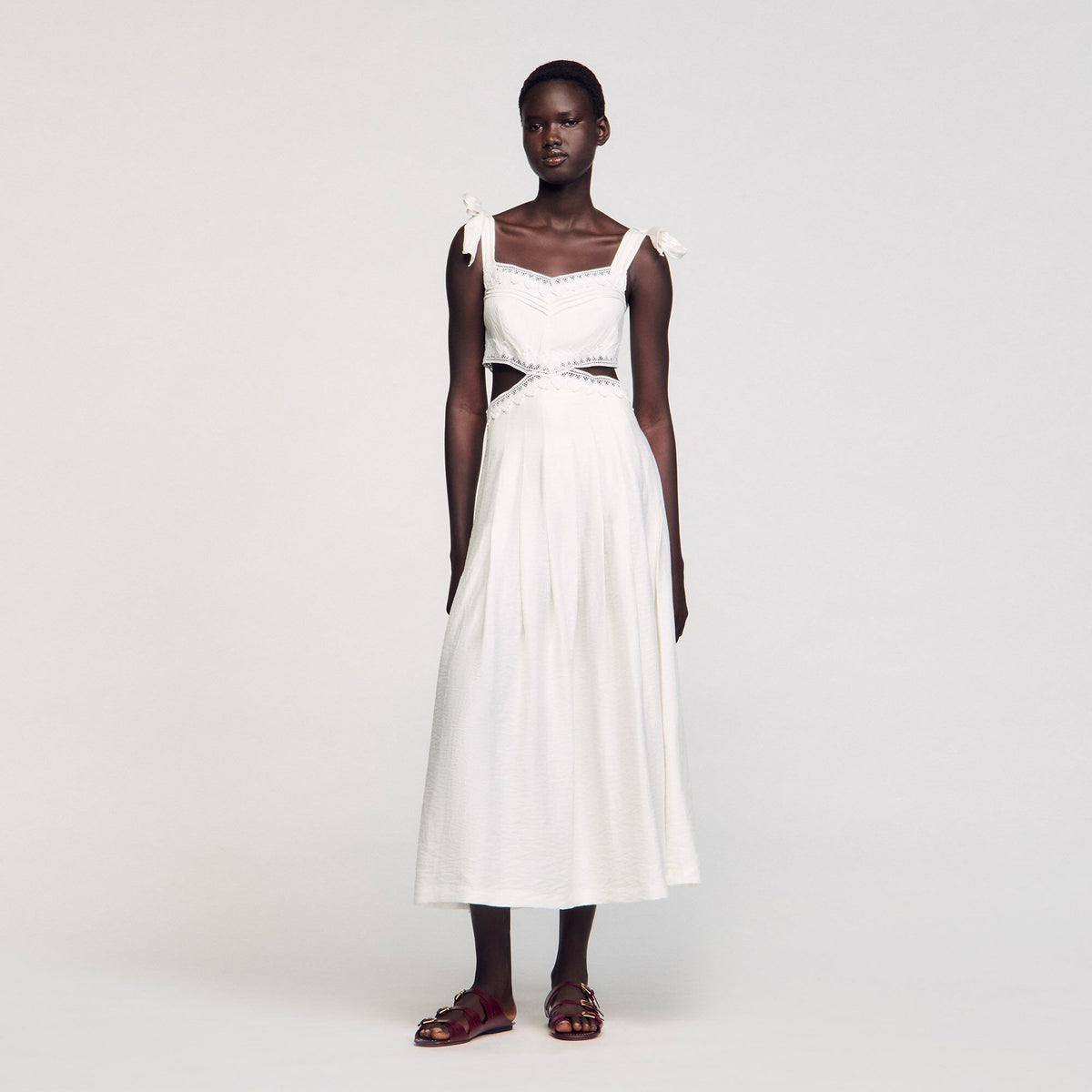 Lace trim maxi dress White Sandro Women