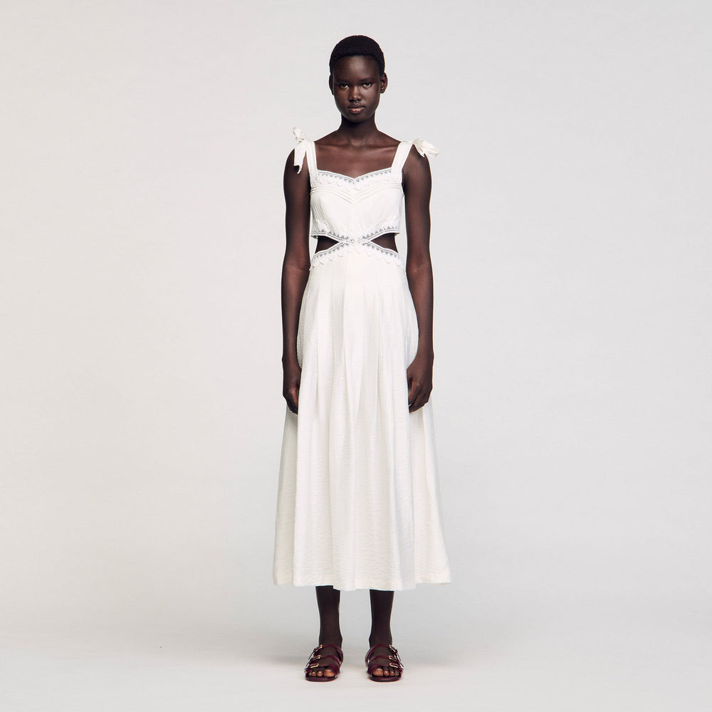 Lace trim maxi dress White Sandro Women