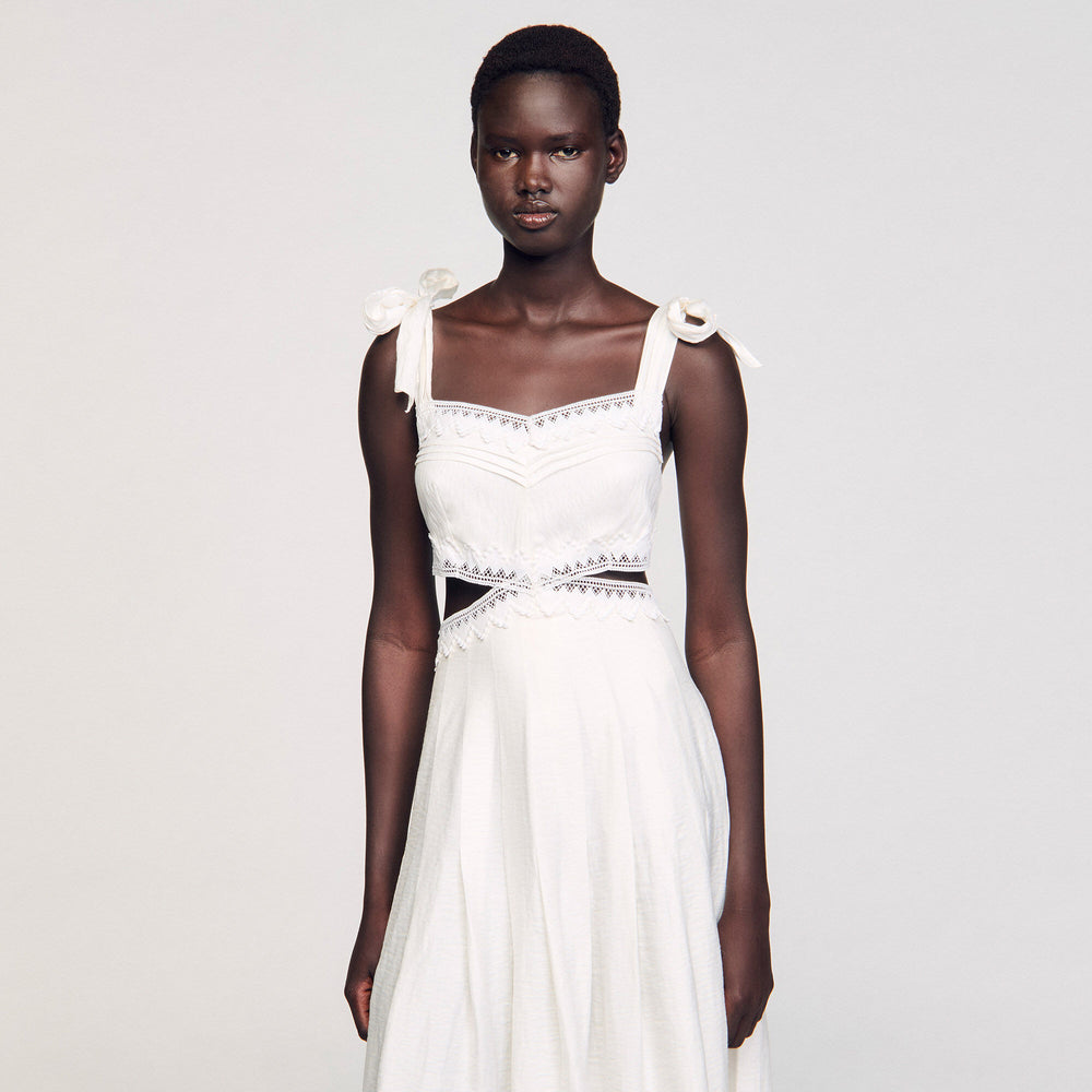 Lace trim maxi dress White Sandro Women