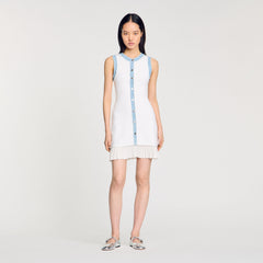 Mini knit dress with ruffles Ecru Sandro Women