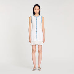 Mini knit dress with ruffles Ecru Sandro Women