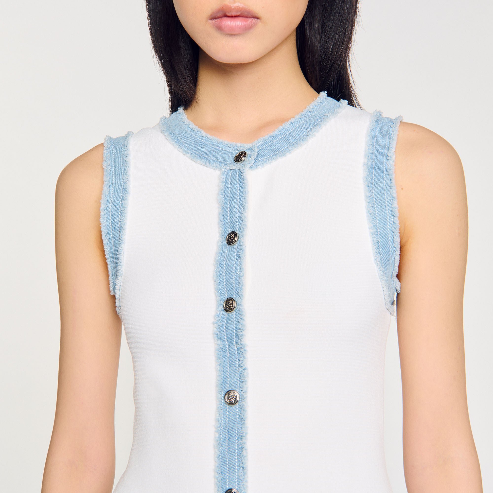Mini knit dress with ruffles Ecru Sandro Women