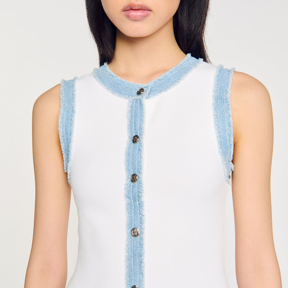 Mini knit dress with ruffles Ecru Sandro Women