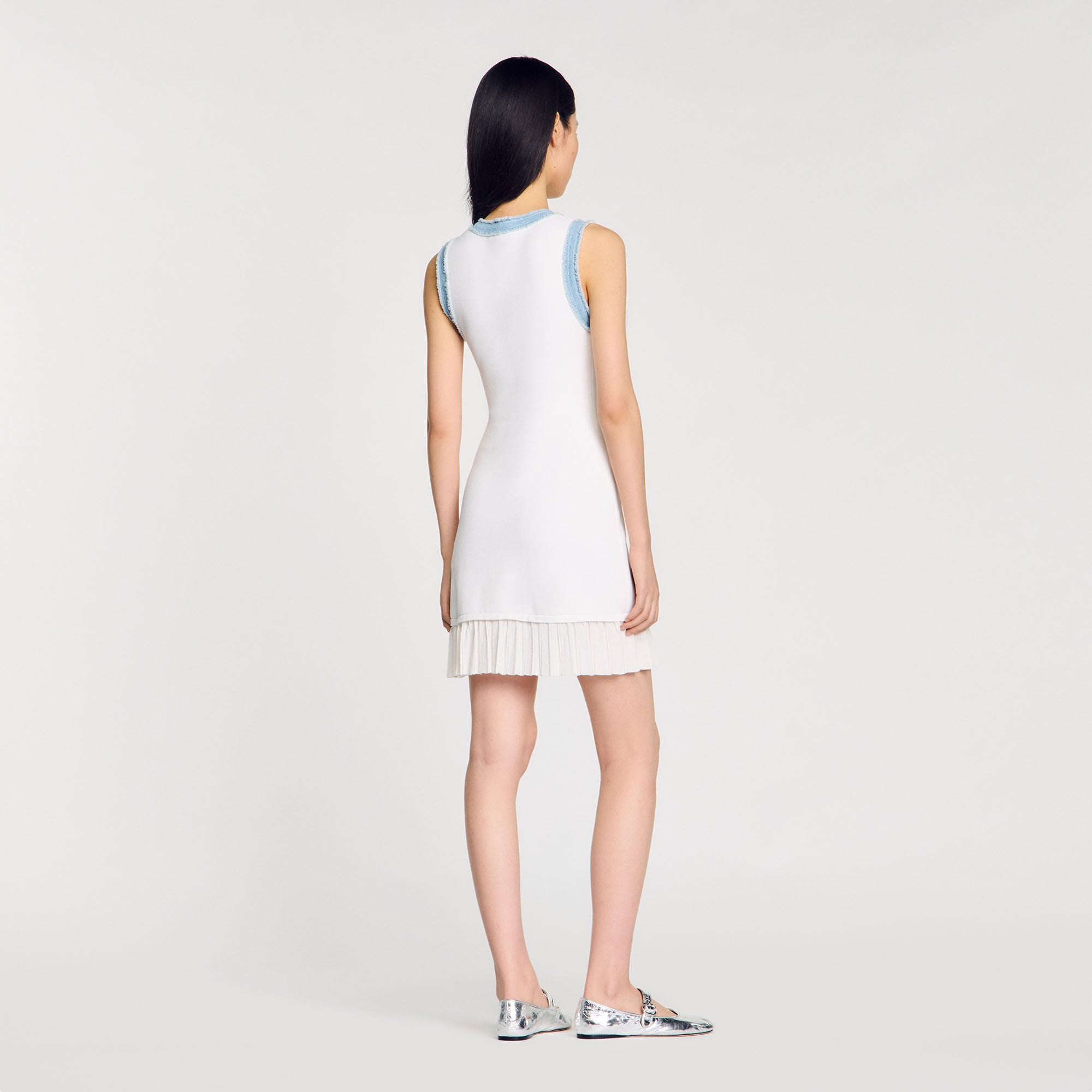 Mini knit dress with ruffles Ecru Sandro Women