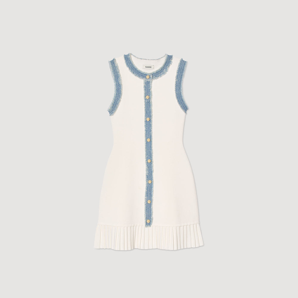 Mini knit dress with ruffles Ecru Sandro Women