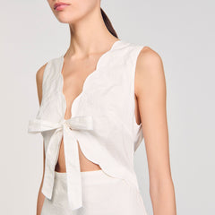 Crinkled maxi dress with bow Ecru Sandro Women