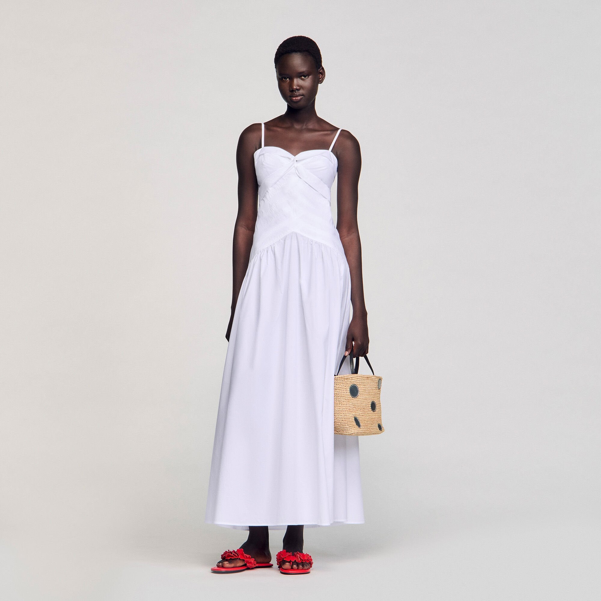 Draped bustier maxi dress White Sandro Women