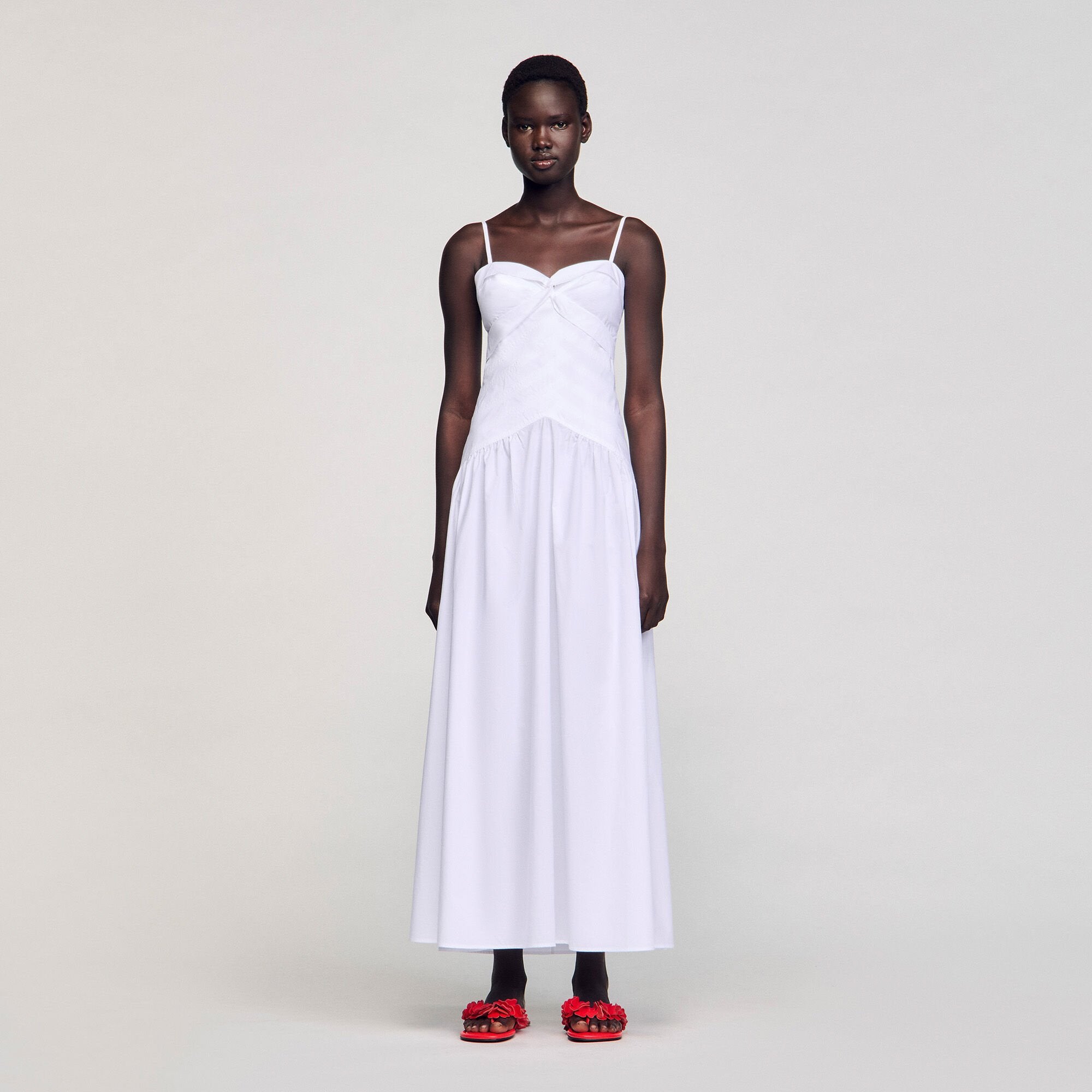 Draped bustier maxi dress White Sandro Women