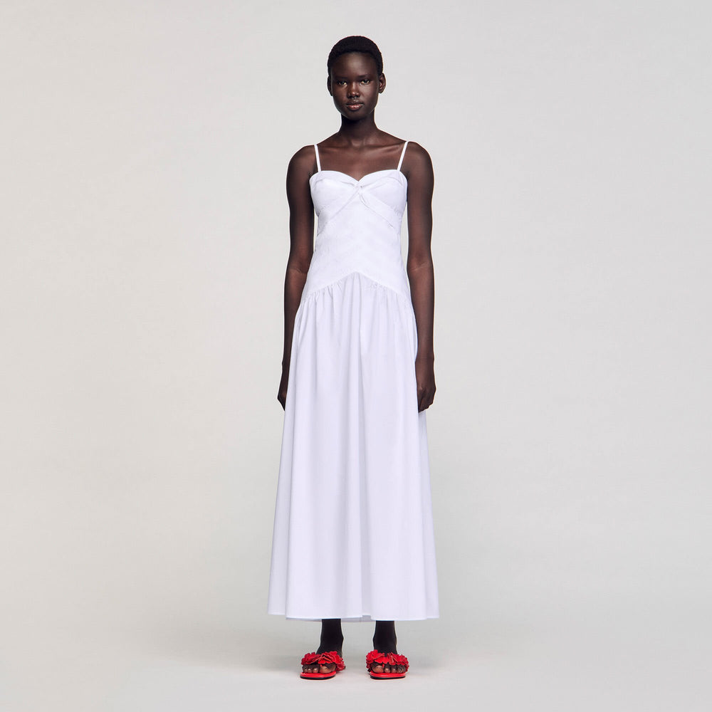 Draped bustier maxi dress White Sandro Women