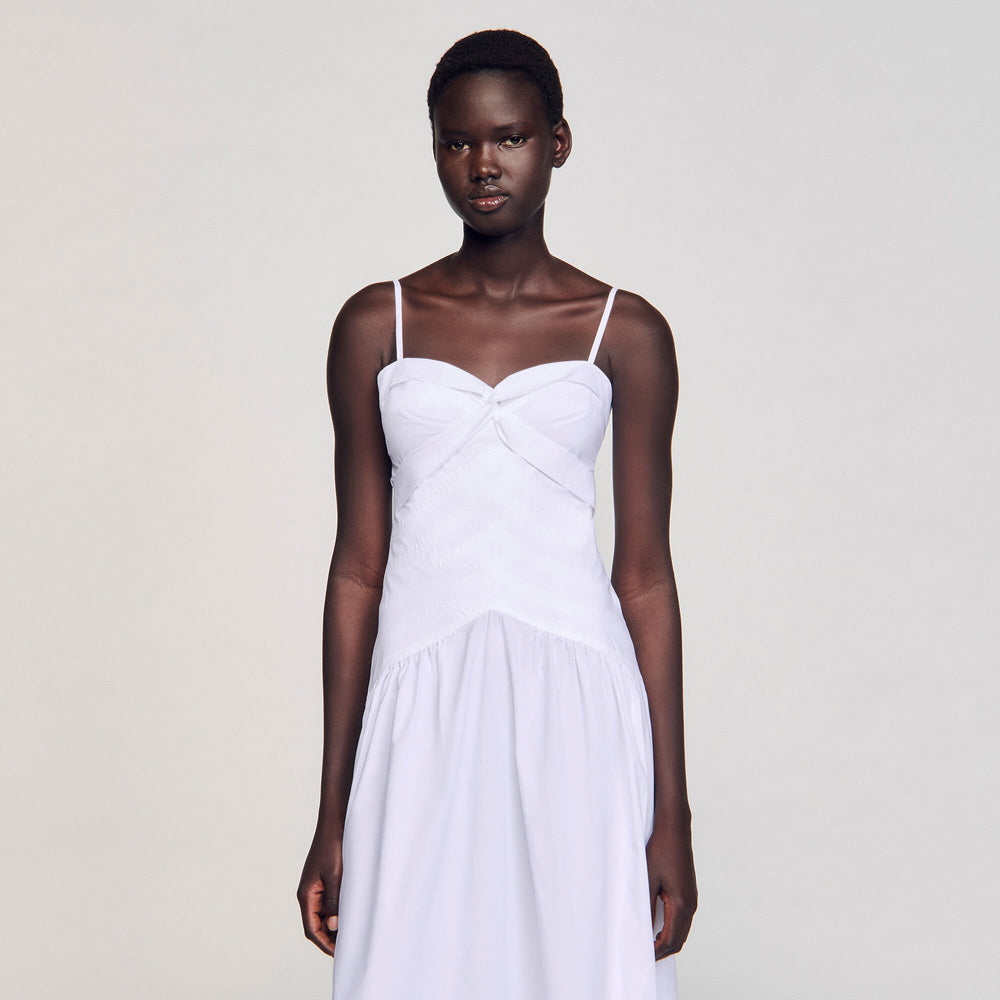 Draped bustier maxi dress White Sandro Women