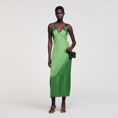 Fluid satin-effect dress Green Sandro Women