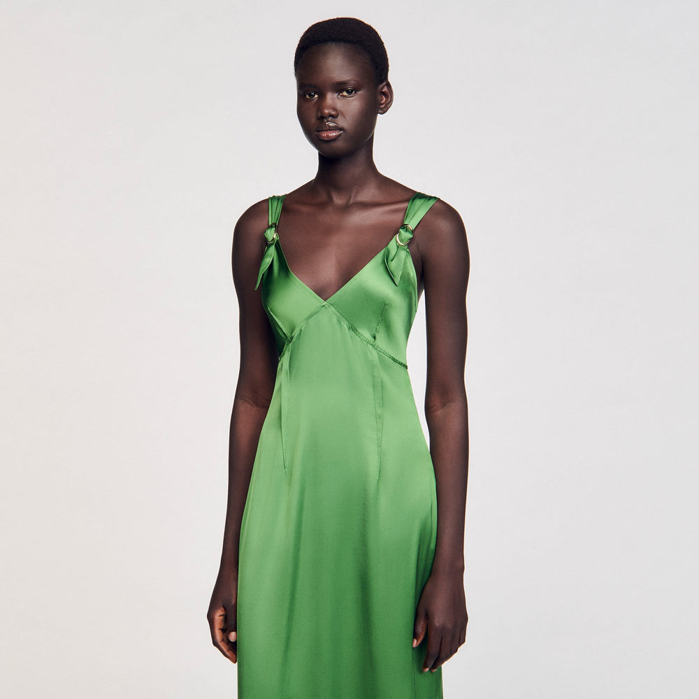 Fluid satin-effect dress Green Sandro Women