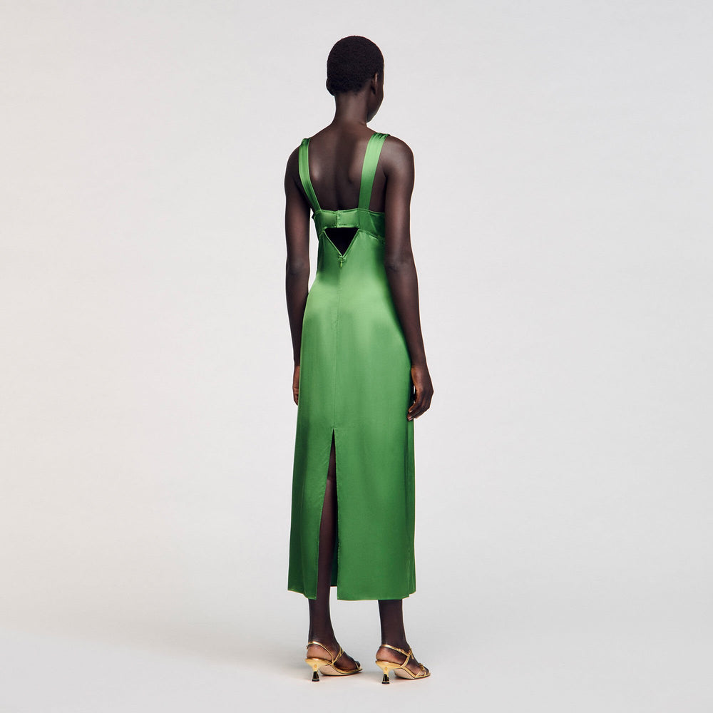 Fluid satin-effect dress Green Sandro Women