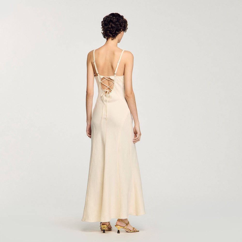 Maxi dress with straps Ecru Sandro Women