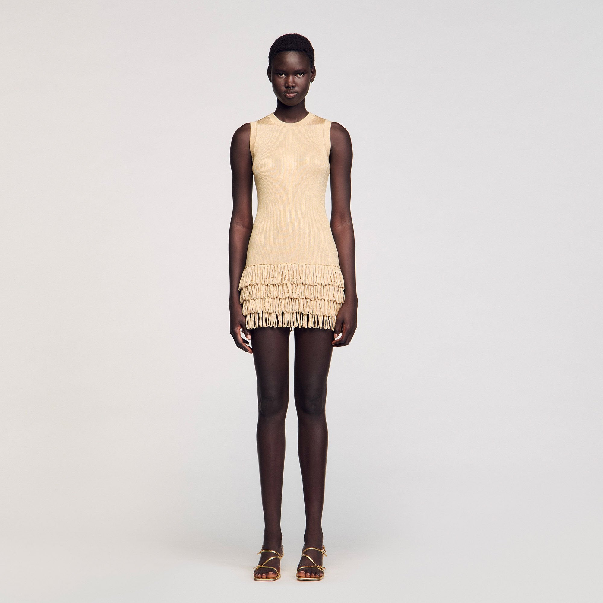 Mini knit dress Gold Sandro Women
