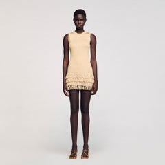 Mini knit dress Gold Sandro Women