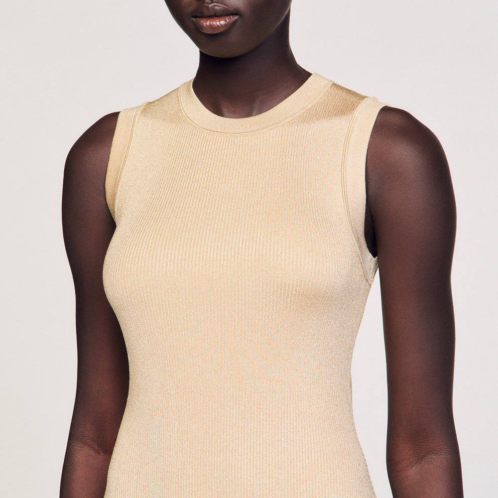 Mini knit dress Gold Sandro Women
