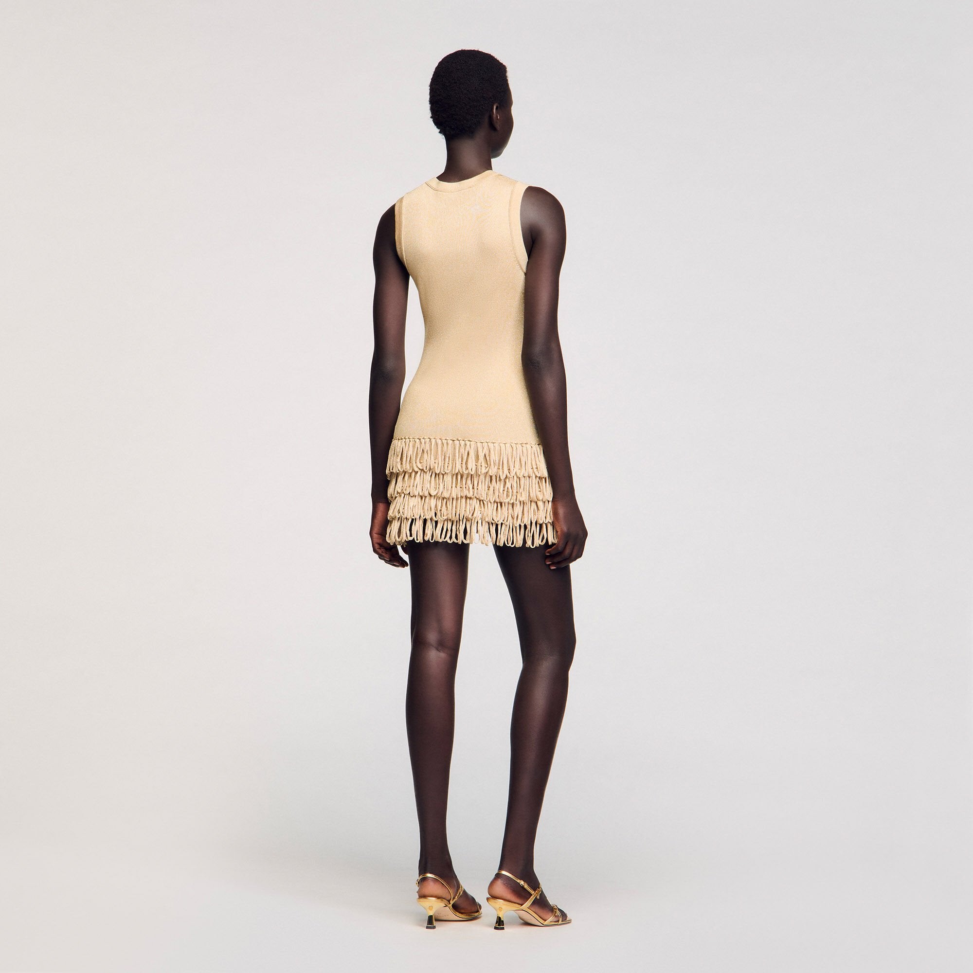 Mini knit dress Gold Sandro Women