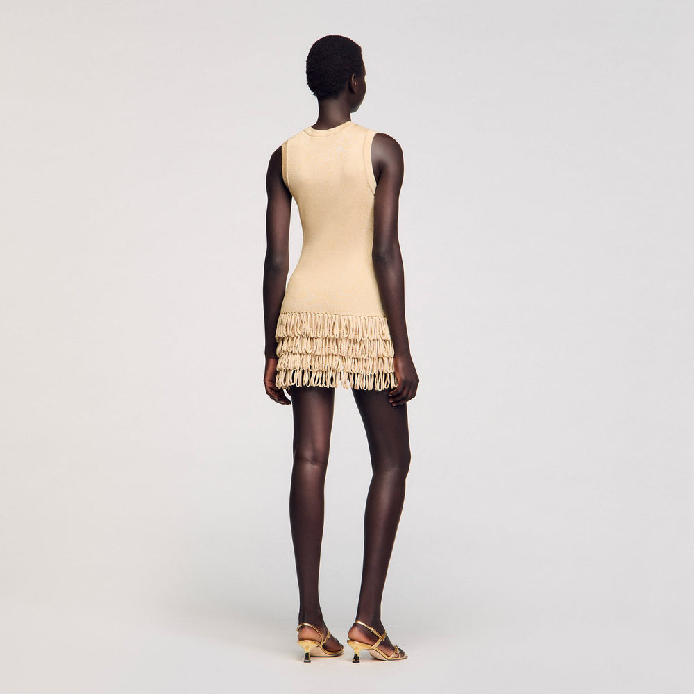 Mini knit dress Gold Sandro Women