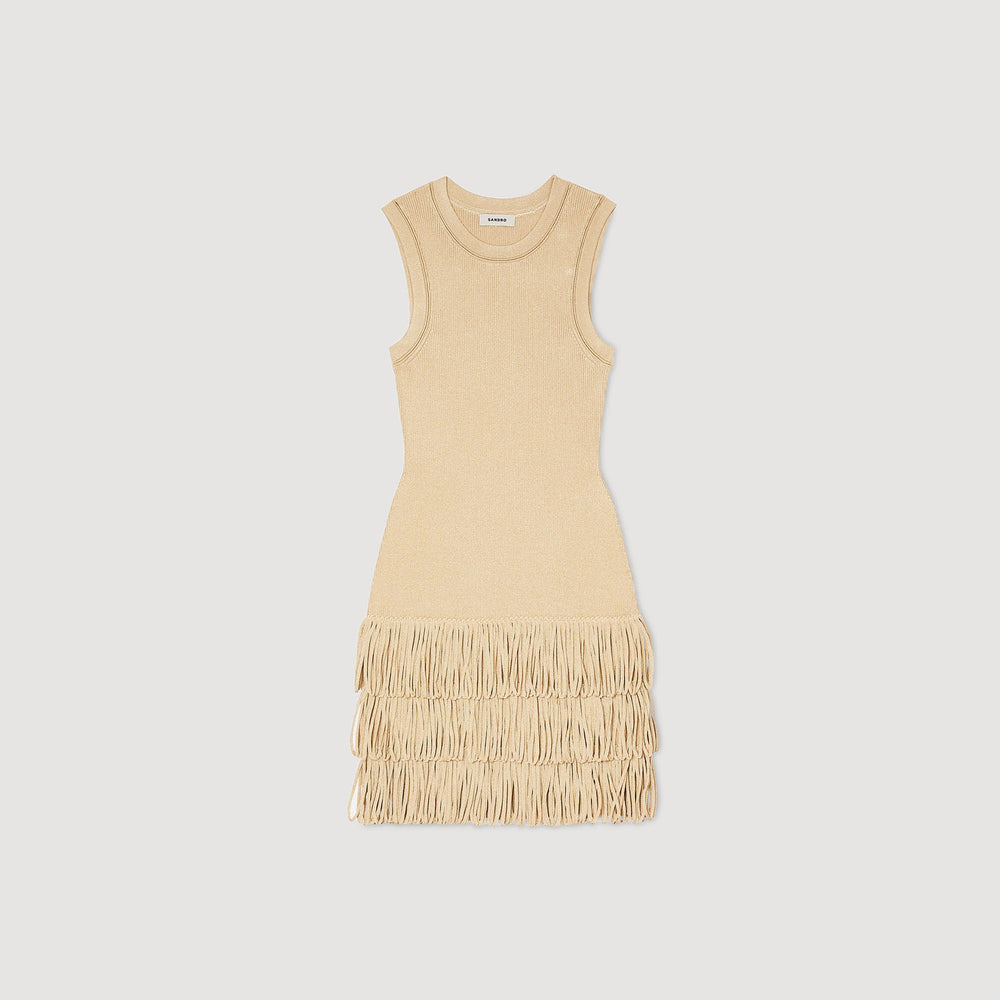 Mini knit dress Gold Sandro Women