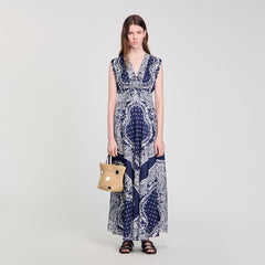 Bandana-print maxi dress Blu / White Sandro Women