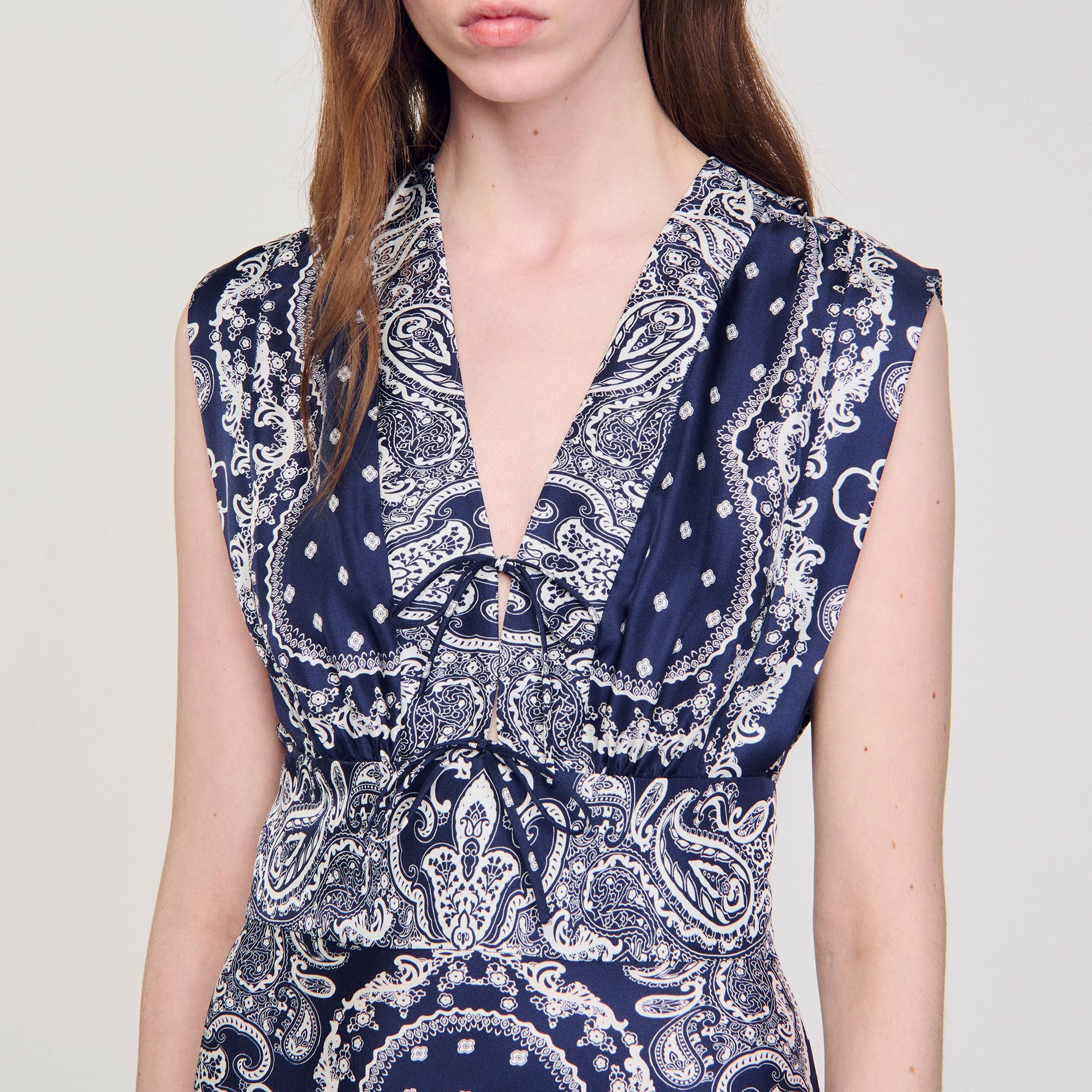 Bandana-print maxi dress Blu / White Sandro Women