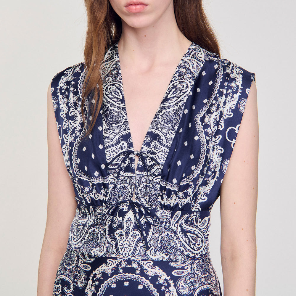 Bandana-print maxi dress Blu / White Sandro Women