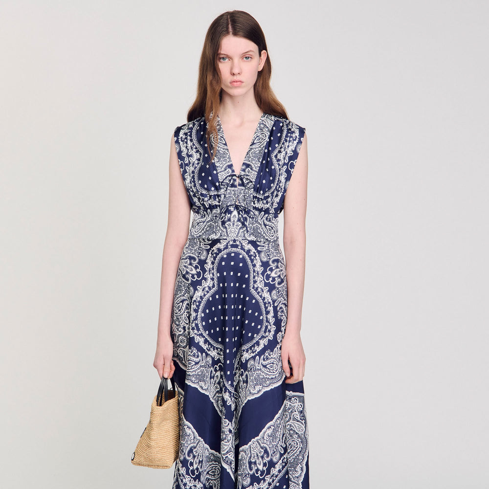 Bandana-print maxi dress Blu / White Sandro Women