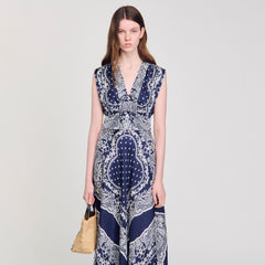 Bandana-print maxi dress Blu / White Sandro Women