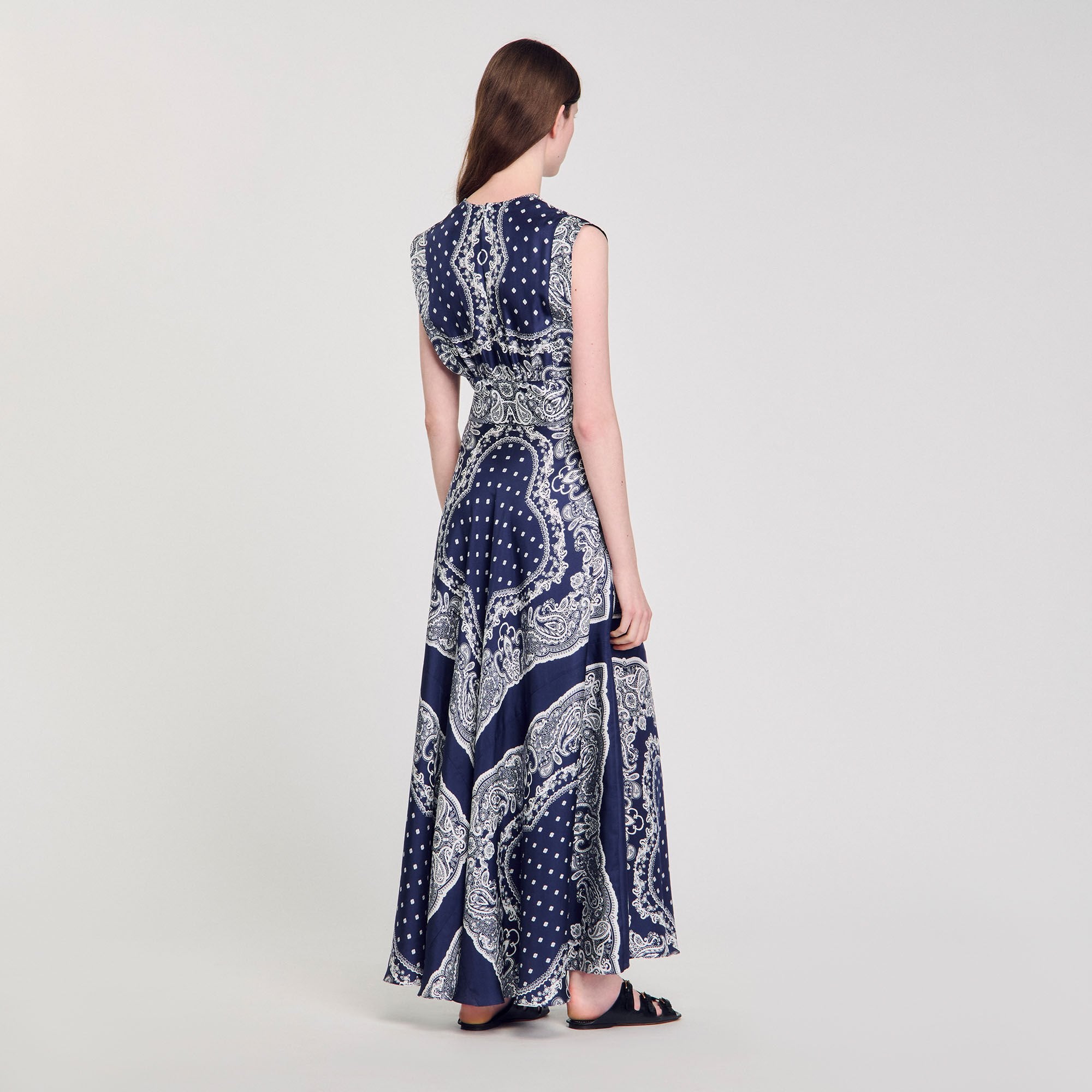 Bandana-print maxi dress Blu / White Sandro Women