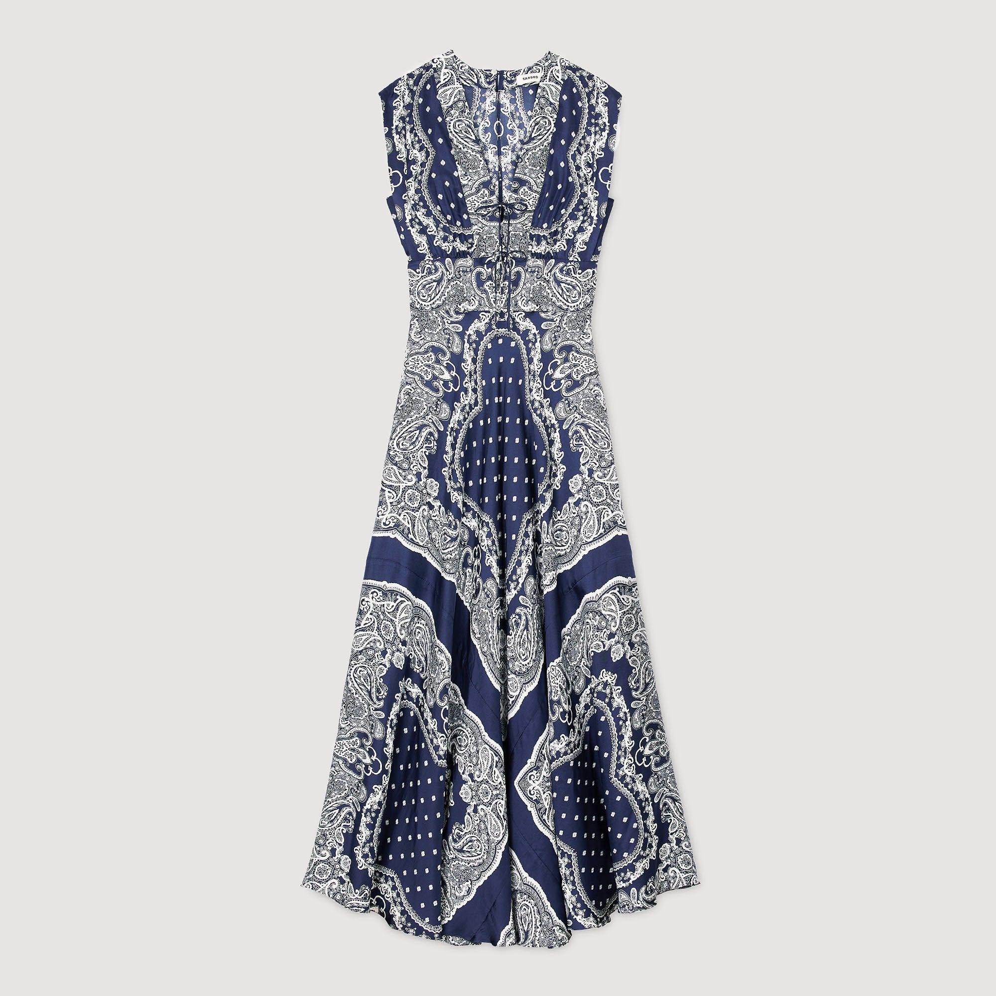 Bandana-print maxi dress Blu / White Sandro Women