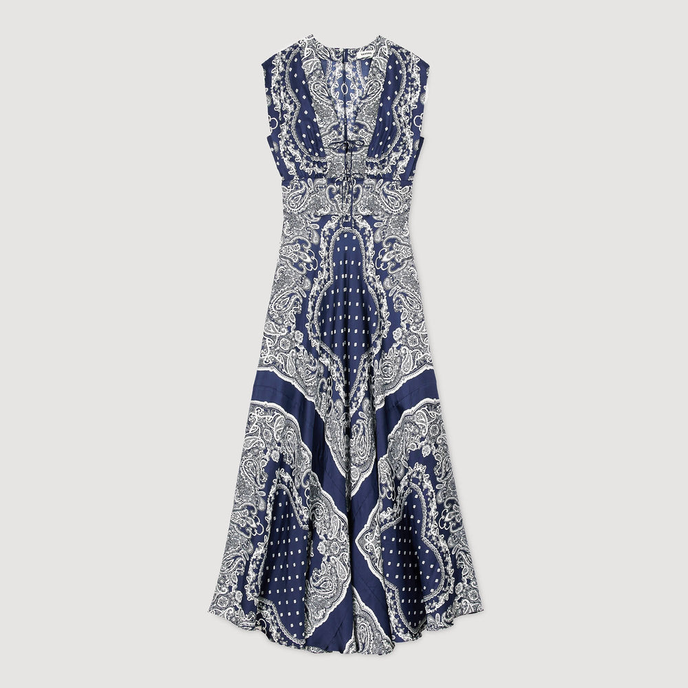 Bandana-print maxi dress Blu / White Sandro Women