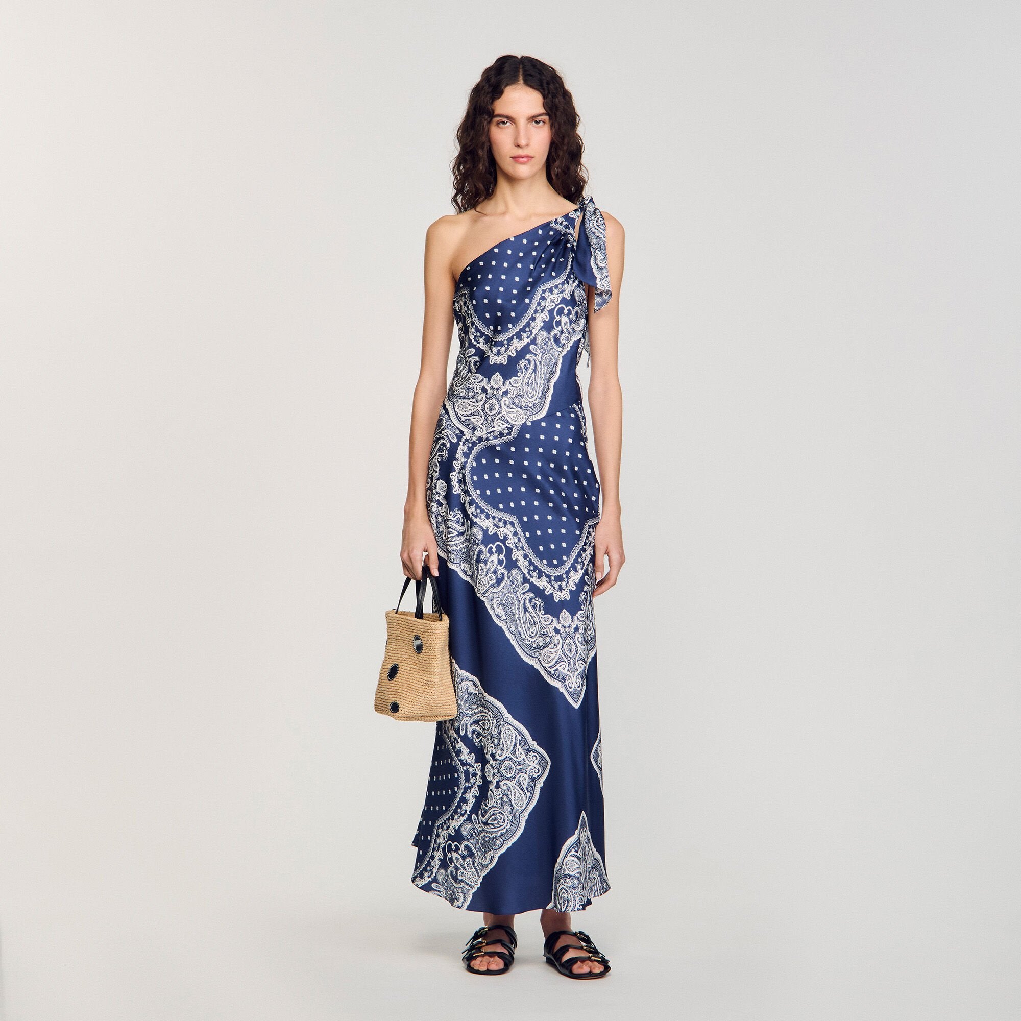 Bandana-print maxi dress Blu / White Sandro Women