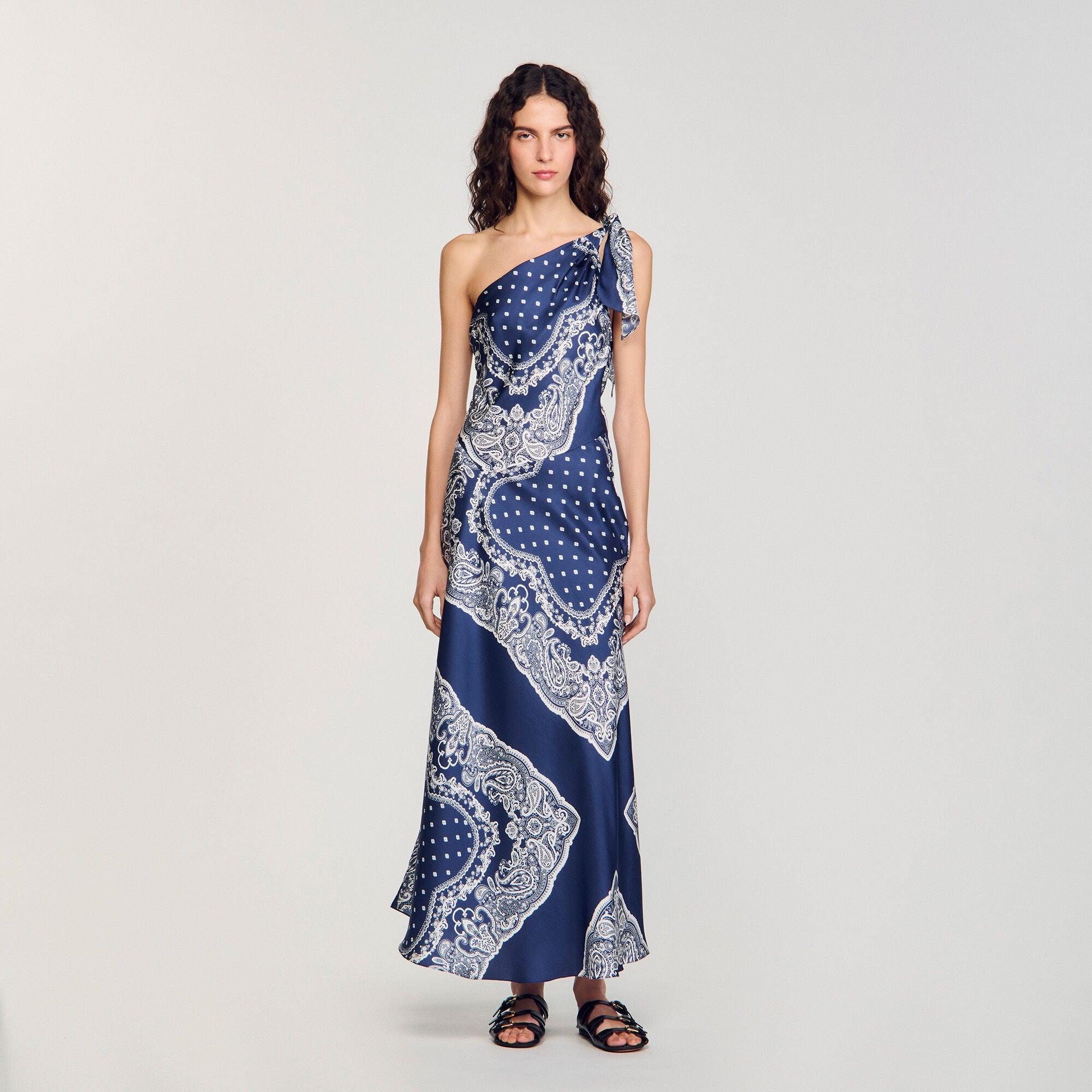 Bandana-print maxi dress Blu / White Sandro Women