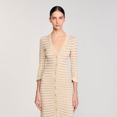 Rhinestone knit maxi dress Beige Sandro Women