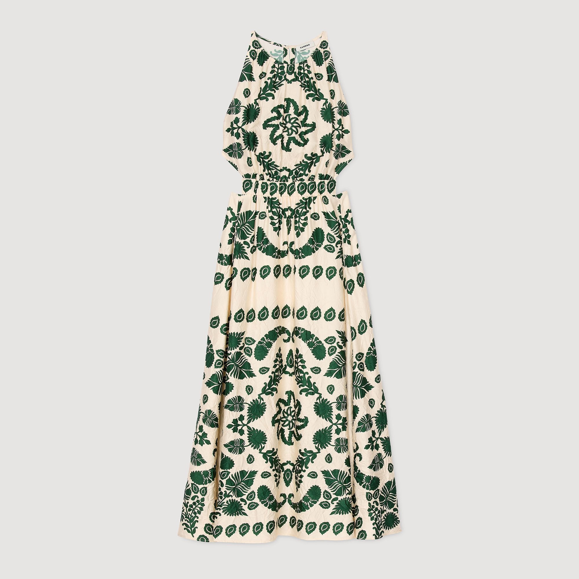 Leaf print maxi dress Ecru / Green Sandro Women