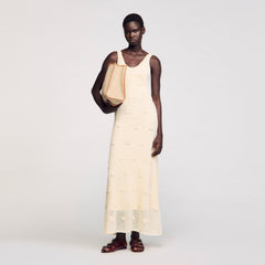 Knit maxi dress Ecru Sandro Women