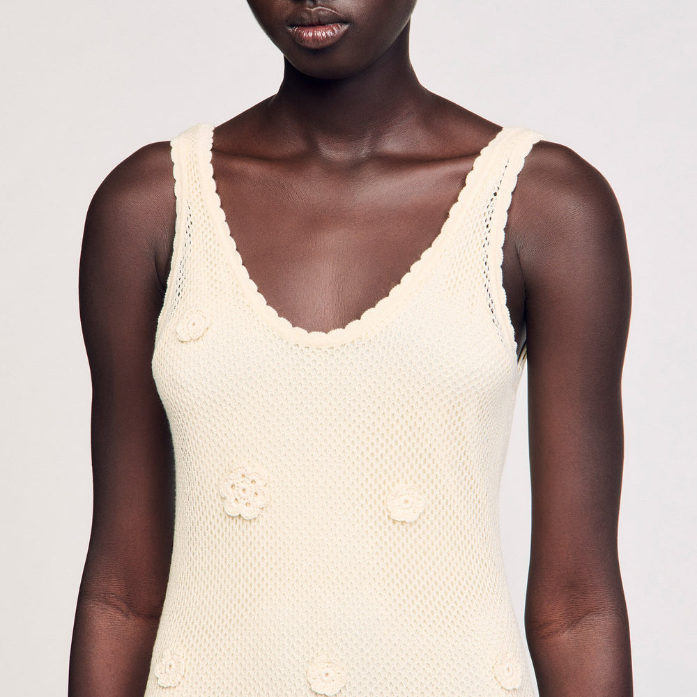 Knit maxi dress Ecru Sandro Women