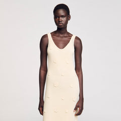 Knit maxi dress Ecru Sandro Women