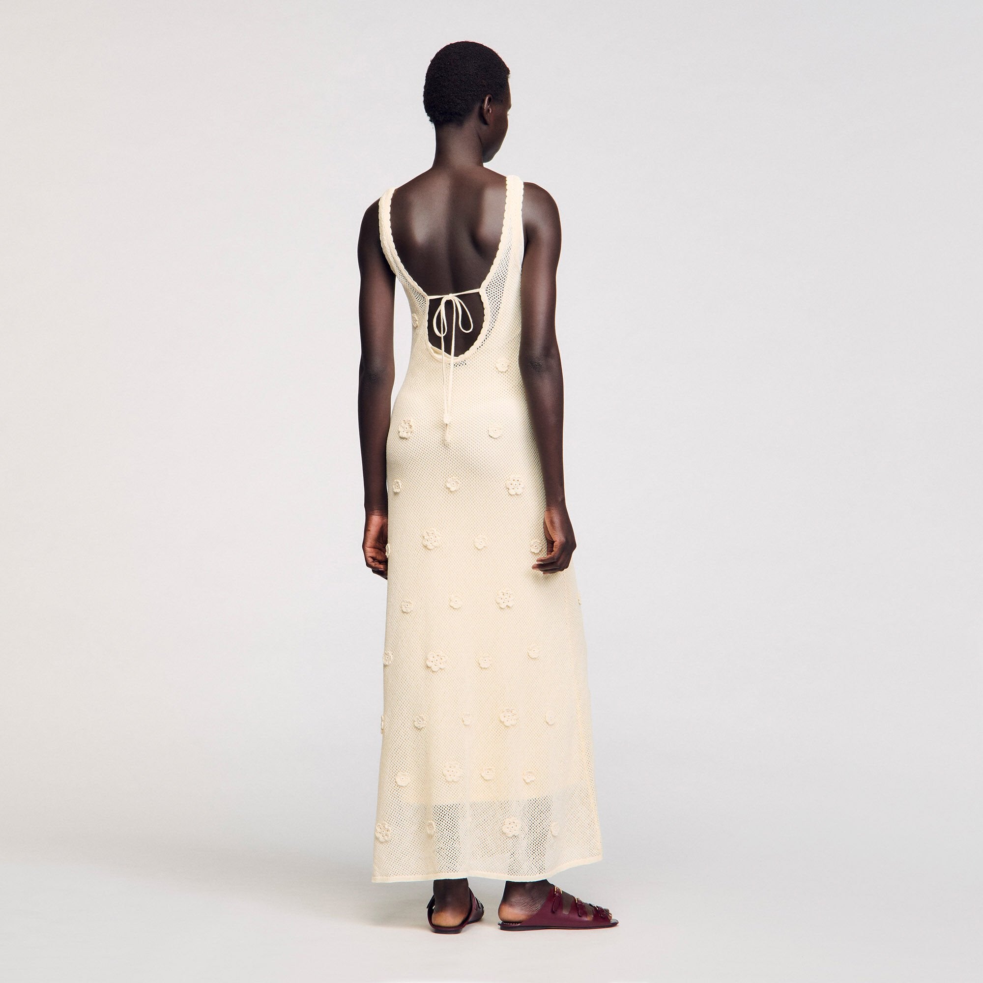 Knit maxi dress Ecru Sandro Women